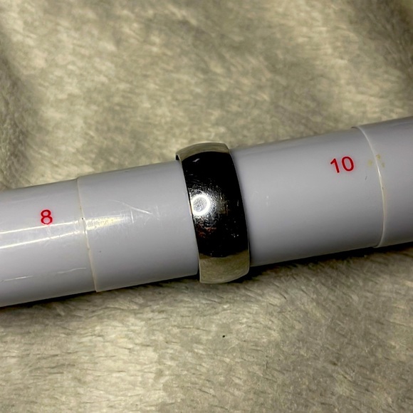 New Mens Wide Band Sterling Silver Gun Metal Low Dome Cigar Minimalist Ring - Picture 3 of 16